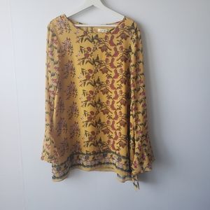 Max studio women's yellow long-sleeve blouse size XL